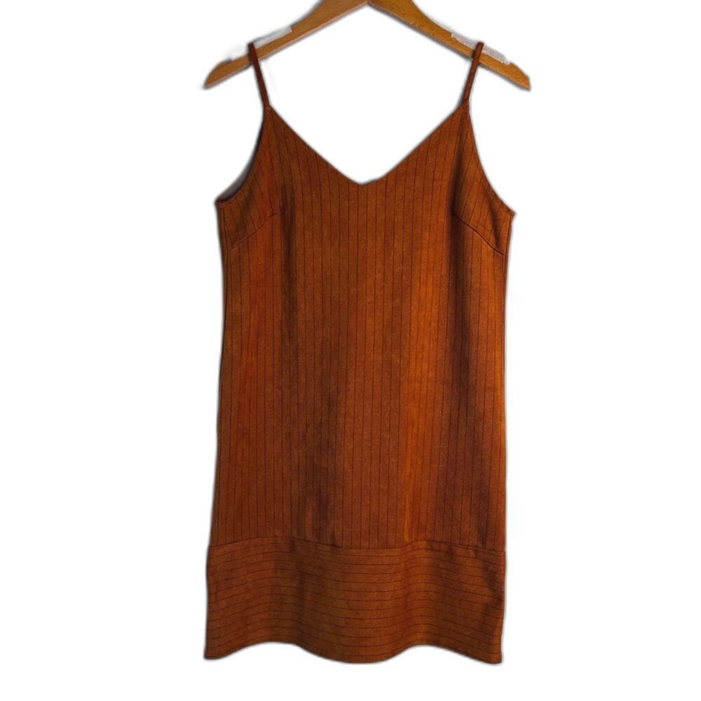 She & Sky Rust Orange Vneck Halter Mini Shift Sleeveless Sundress Size Small